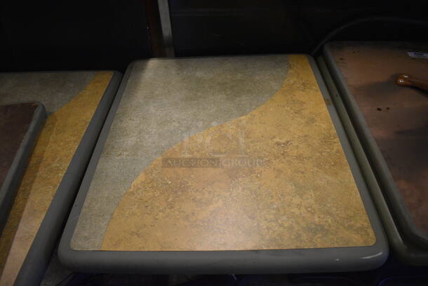 Tan and Green Table on Black Metal Table Base. Stock Picture - Cosmetic Condition May Vary. 20x24x30 - Image 3 of 3