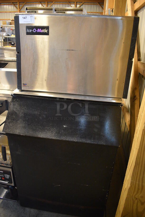 SWEET! Ice O Matic Model ICE0400FA2 Stainless Steel Commercial Air Cooled Ice Machine Head on Metal Commercial Ice Bin. 115 Volts, 1 Phase. 30x33x61 - Image 3 of 6