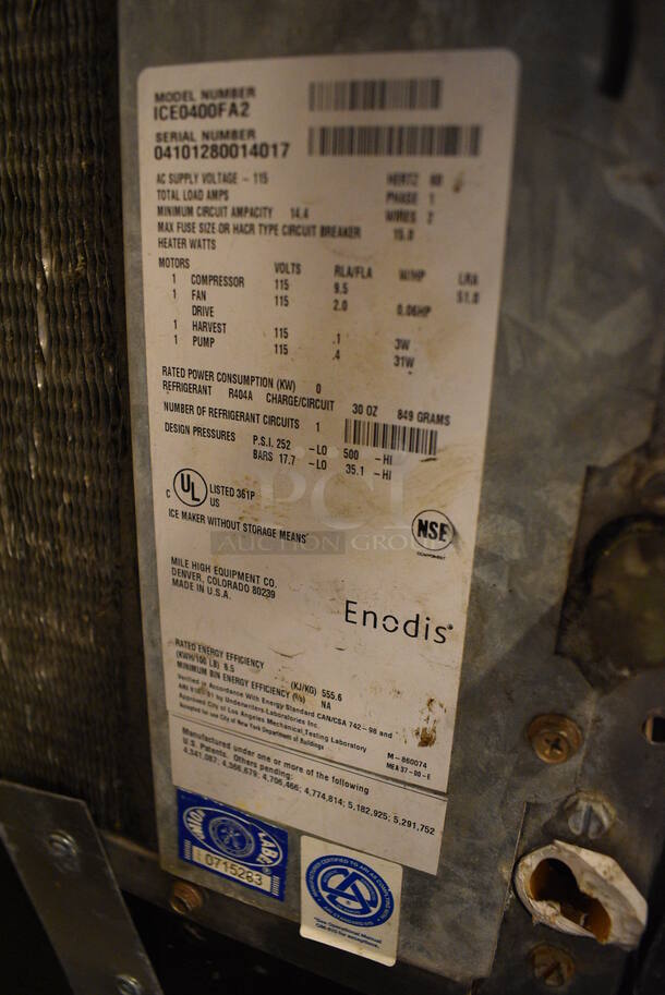 SWEET! Ice O Matic Model ICE0400FA2 Stainless Steel Commercial Air Cooled Ice Machine Head on Metal Commercial Ice Bin. 115 Volts, 1 Phase. 30x33x61 - Image 6 of 6