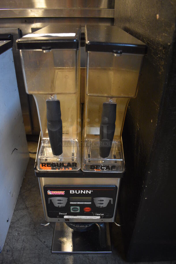 NICE! 2011 Bunn Model MHG Metal Commercial Countertop 2 Hopper Coffee Bean Grinder. 120 Volts, 1 Phase. 9x16x30. Tested and Working!