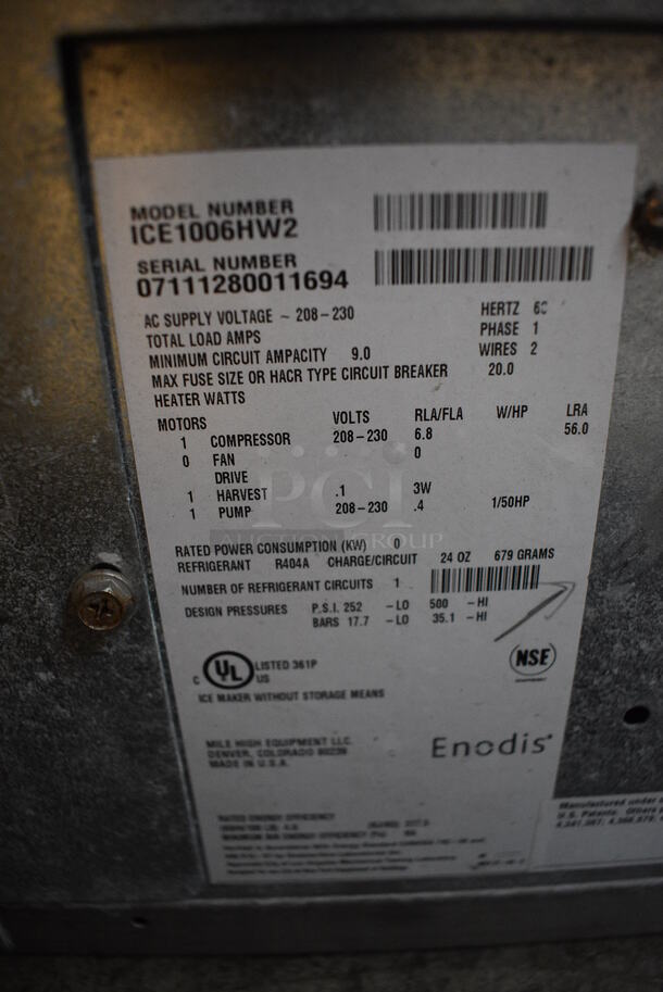 GREAT! Ice O Matic Model ICE1006HW2 Stainless Steel Commercial Ice Machine Head. 208-230 Volts, 1 Phase. 30x25x26 - Image 5 of 5