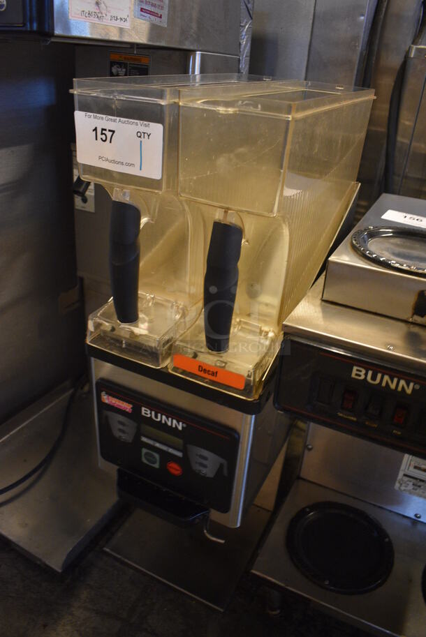 NICE! 2012 Bunn Model MHG Metal Commercial Countertop 2 Hopper Coffee Bean Grinder. No Lids. 120 Volts, 1 Phase. 9x16x30. Tested and Working! - Image 2 of 5