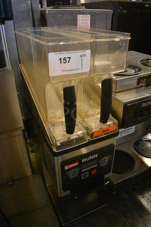 NICE! 2012 Bunn Model MHG Metal Commercial Countertop 2 Hopper Coffee Bean Grinder. No Lids. 120 Volts, 1 Phase. 9x16x30. Tested and Working! - Image 3 of 5