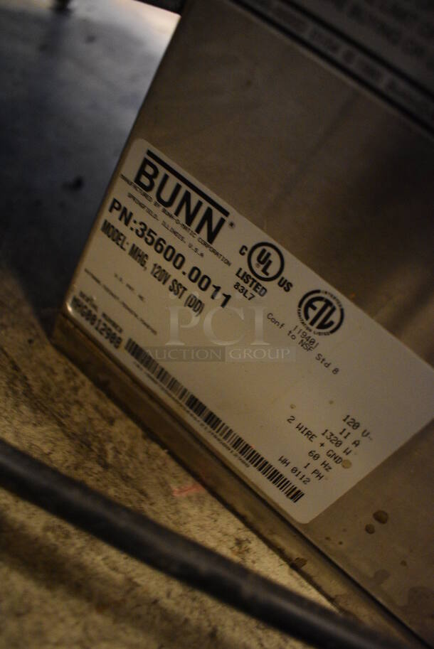 NICE! 2012 Bunn Model MHG Metal Commercial Countertop 2 Hopper Coffee Bean Grinder. No Lids. 120 Volts, 1 Phase. 9x16x30. Tested and Working! - Image 5 of 5