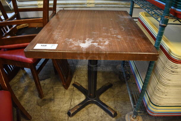 Wood Pattern Table on Black Metal Table Base. 24x30x30
