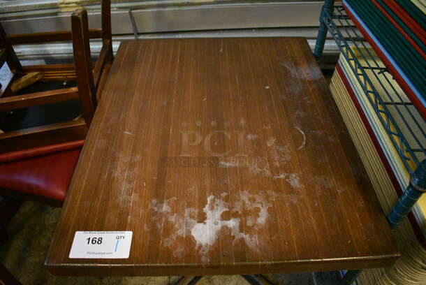 Wood Pattern Table on Black Metal Table Base. 24x30x30 - Image 2 of 3