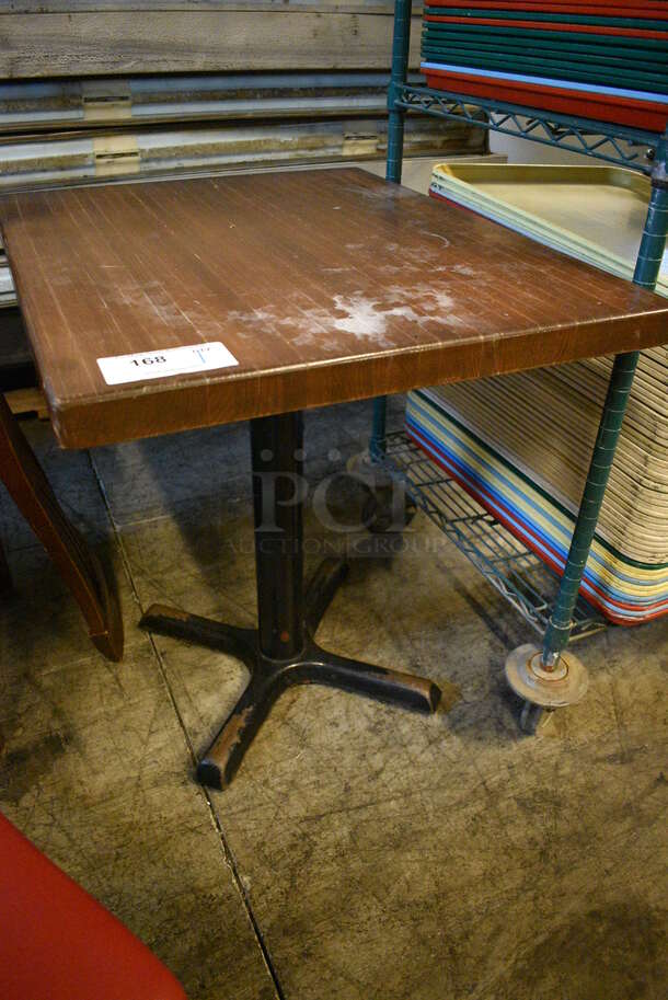 Wood Pattern Table on Black Metal Table Base. 24x30x30 - Image 3 of 3