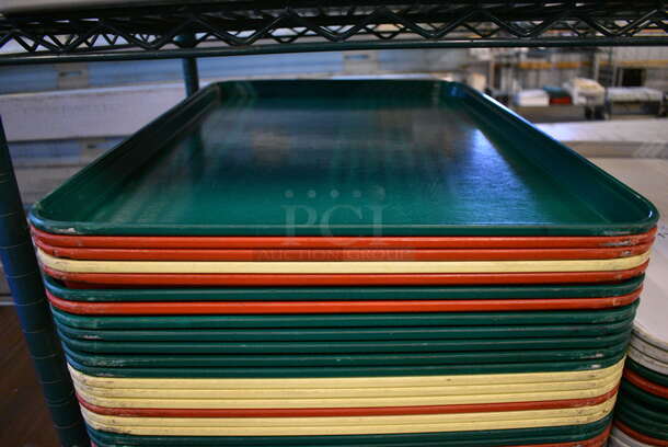 10 Various Colored Trays. Stock Picture - Cosmetic Condition May Vary. 18x26x1. 10 Times Your Bid! - Image 1 of 3