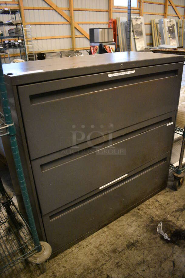 Dark Gray Metal 3 Drawer Filing Cabinet. 42x19x41 - Image 2 of 6
