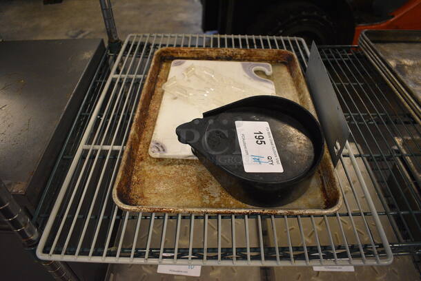 ALL ONE MONEY! Lot of Various Items In Half Size Metal Baking Pan! Includes 13x18x1 - Image 1 of 2