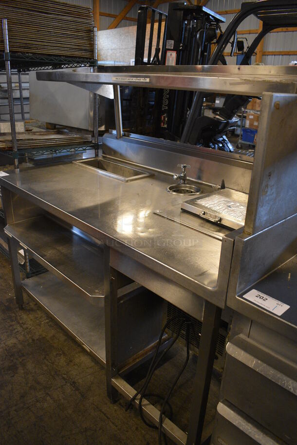 Stainless Steel Commercial Counter w/ Freezer Bin, Undershelf and Overshelf. 60x38x59. Tested and Powers On But Does Not Get Cold - Image 8 of 8