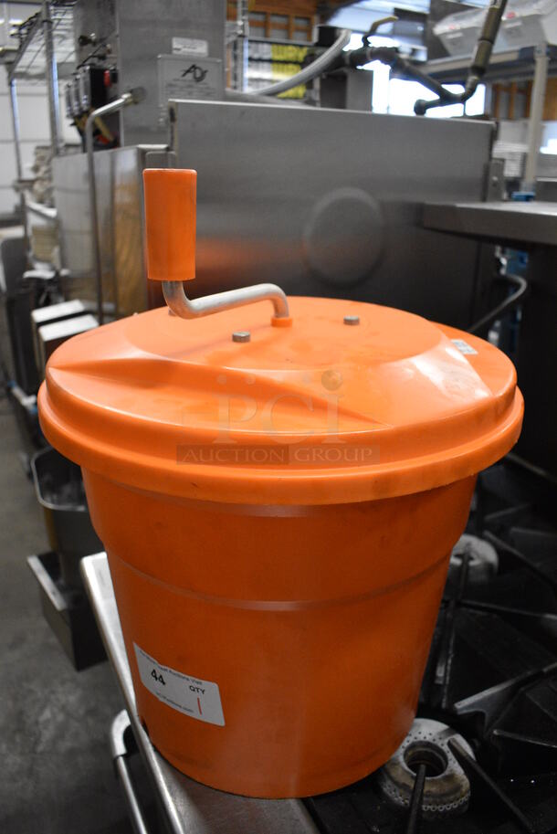 Orange Poly Lettuce Spinner Salad Spinner. 16x16x22 - Image 1 of 3