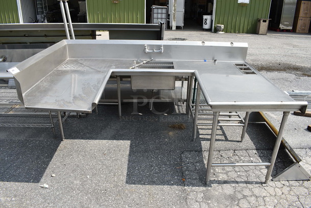 Stainless Steel Commercial U Shaped Dirty Side Dishwasher Table. 96x60x45 - Image 1 of 7