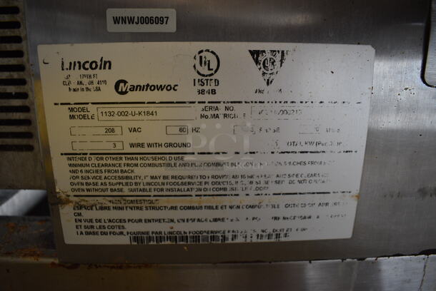 3 GORGEOUS! LATE MODEL! Lincoln Impinger Model 1132-002-U-K1841 Stainless Steel Commercial Electric Powered Conveyor Pizza Ovens on Commercial Casters. 208 Volts, 3 Phase. 57x44x62. 3 Times Your Bid! - Image 8 of 8