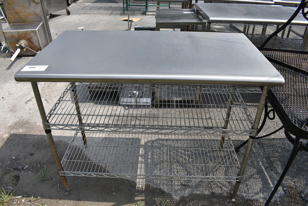 Stainless Steel Table w/ 2 Metro Style Undershelves. 42x24x33.5