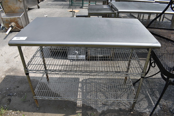 Stainless Steel Table w/ 2 Metro Style Undershelves. 42x24x33.5 - Image 1 of 3