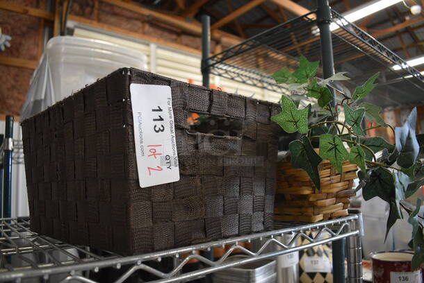 ALL ONE MONEY! Lot of 2 Items; Brown Basket and Fake Plant!  - Image 2 of 3