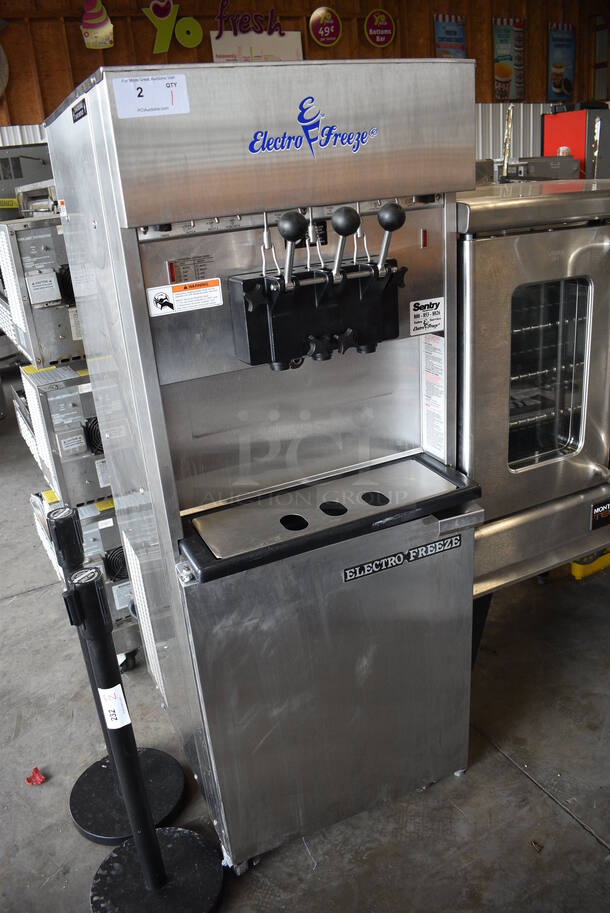 FANTASTIC! 2007 Electro Freeze Model 88T-RMT-137 Stainless Steel Commercial Floor Style Water Cooled 2 Flavor w/ Twist Soft Serve Ice Cream Machine on Commercial Casters. 208-230 Volts, 1 Phase. 24x33x68 - Image 2 of 11