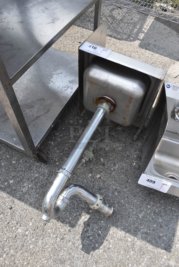 Stainless Steel Commercial Single Bay Wall Mount Sink w/ Faucet, Handles and Side Splash Guards. 12x16x34 - Image 4 of 4