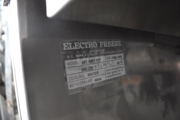 FANTASTIC! 2007 Electro Freeze Model 88T-RMT-137 Stainless Steel Commercial Floor Style Water Cooled 2 Flavor w/ Twist Soft Serve Ice Cream Machine on Commercial Casters. 208-230 Volts, 1 Phase. 24x33x68 - Image 11 of 11