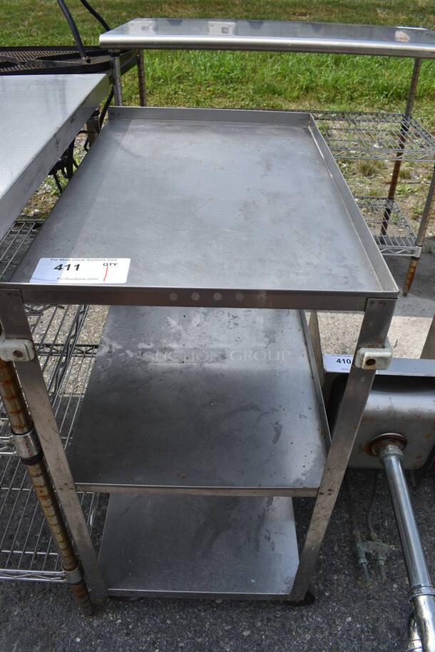 Stainless Steel Cart w/ 2 Undershelves on Commercial Casters. 15.5x24x32