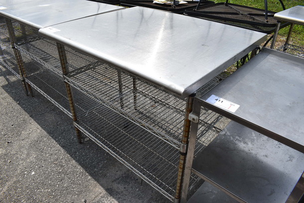 Metal Table w/ 2 Metro Style Undershelves. 36x30x33.5