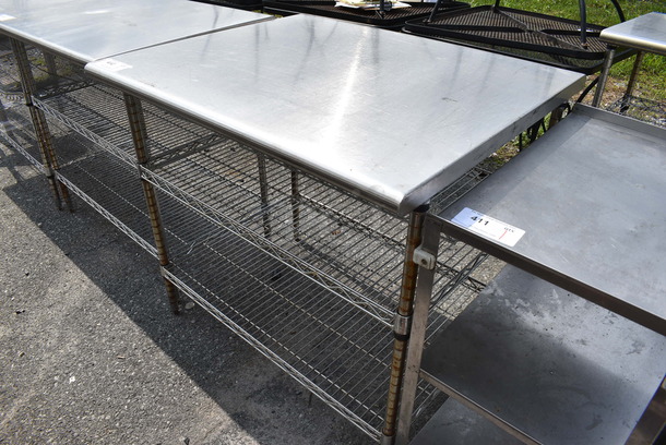 Metal Table w/ 2 Metro Style Undershelves. 36x30x33.5 - Image 1 of 3