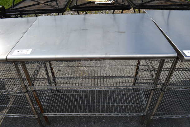Metal Table w/ 2 Metro Style Undershelves. 36x24x33.5