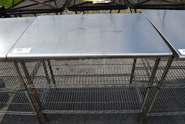 Metal Table w/ 2 Metro Style Undershelves. 36x24x33.5 - Image 1 of 3