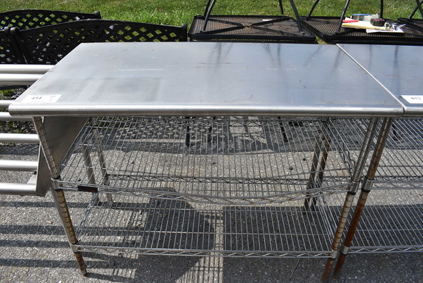 Metal Table w/ 2 Metro Style Undershelves. 42x24x33.5