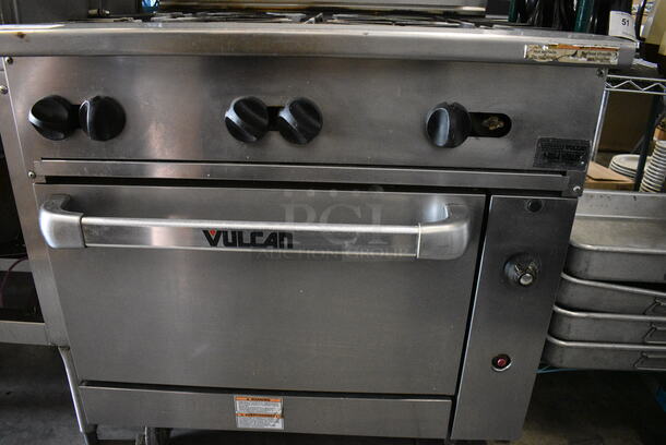 SWEET! LATE MODEL! Vulcan Stainless Steel Commercial Gas Powered 6 Burner Range w/ Lower Oven and Overshelf on Commercial Casters. 36x34x60 - Image 5 of 8