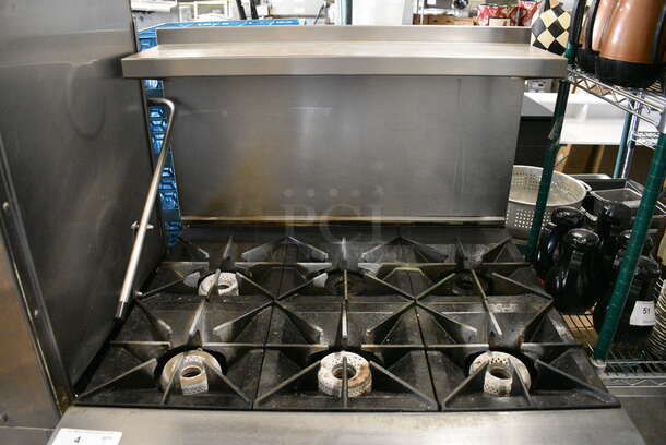 SWEET! LATE MODEL! Vulcan Stainless Steel Commercial Gas Powered 6 Burner Range w/ Lower Oven and Overshelf on Commercial Casters. 36x34x60 - Image 8 of 8