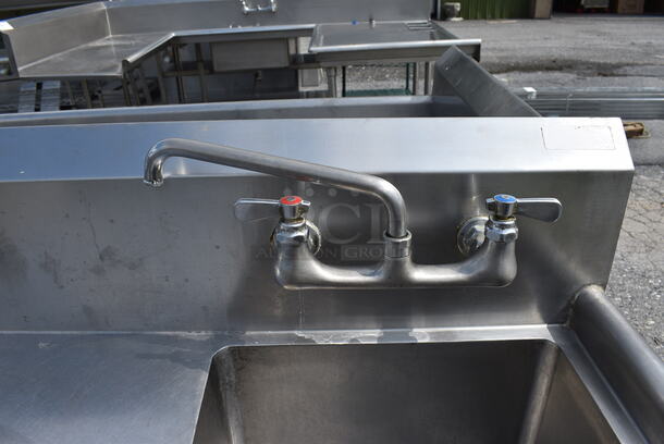 Stainless Steel Commercial Single Bay Sink w/ Left Side Drainboard, Faucet and Handles. 38x26x44. Bay 16x21x13. Drainboard 18x21x1 - Image 4 of 5