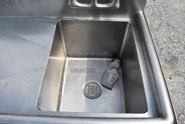 Stainless Steel Commercial Single Bay Sink w/ Left Side Drainboard, Faucet and Handles. 38x26x44. Bay 16x21x13. Drainboard 18x21x1 - Image 5 of 5