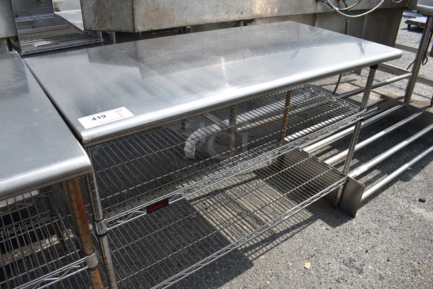 Metal Table w/ 2 Metro Style Undershelves. 48x24x33.5 - Image 1 of 3