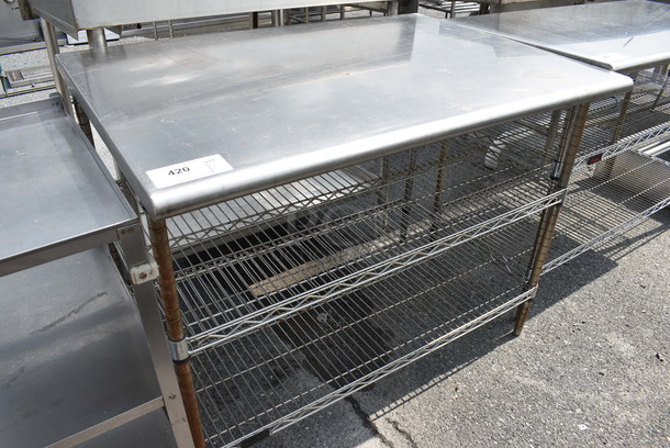Metal Table w/ 2 Metro Style Undershelves. 42x30x33.5