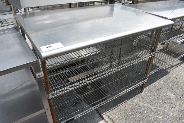 Metal Table w/ 2 Metro Style Undershelves. 42x30x33.5 - Image 1 of 3