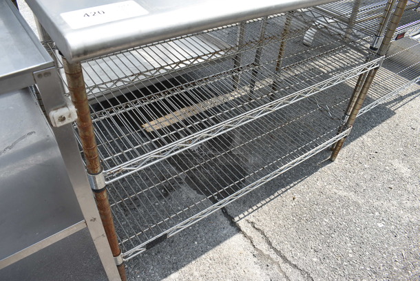 Metal Table w/ 2 Metro Style Undershelves. 42x30x33.5 - Image 3 of 3