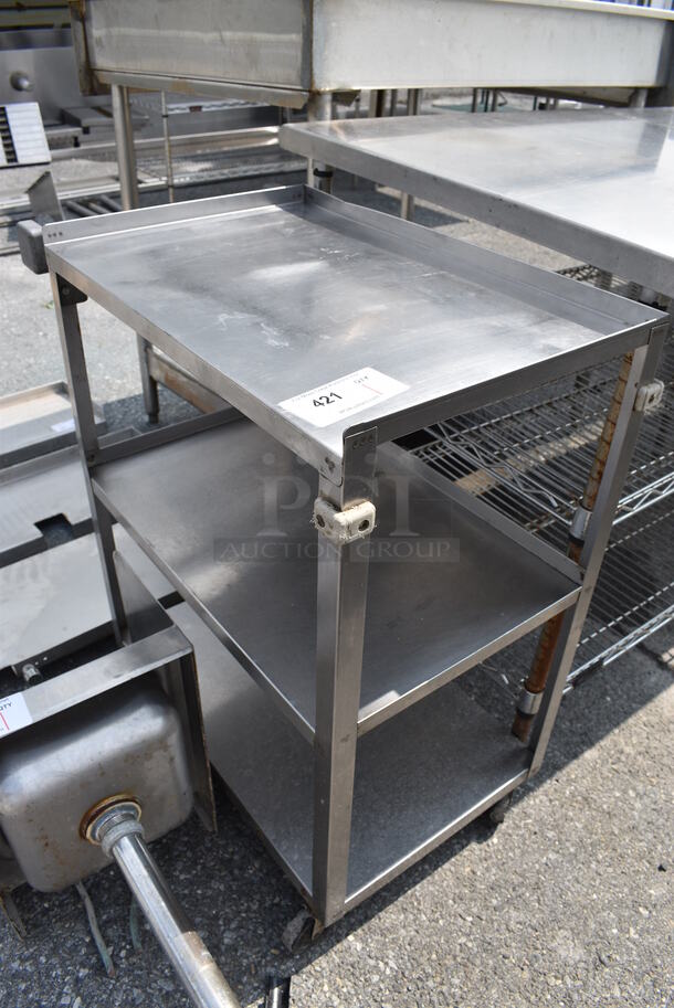 Stainless Steel Cart w/ 2 Undershelves on Commercial Casters. 15.5x24x32 - Image 2 of 3