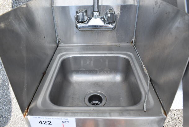 Stainless Steel Commercial Single Bay Wall Mount Sink w/ Faucet, Handles and Side Splash Guards. 12x16x28 - Image 3 of 4