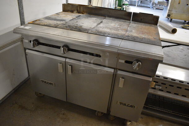 SWEET! LATE MODEL! Vulcan Model V336HB-505 Stainless Steel Commercial Gas Powered Flat Top Griddle w/ Lower Doors on Commercial Casters. 48x37x40 - Image 2 of 11
