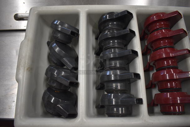 ALL ONE MONEY! Lot of 17 Poly Coffee Urn Lids in Silverware Caddy! 12x21x4 - Image 2 of 4