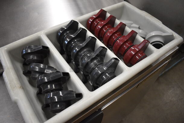 ALL ONE MONEY! Lot of 17 Poly Coffee Urn Lids in Silverware Caddy! 12x21x4 - Image 4 of 4