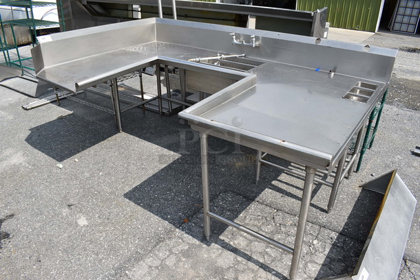 Stainless Steel Commercial U Shaped Dirty Side Dishwasher Table. 96x60x45 - Image 3 of 7