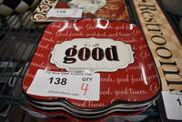 4 Ceramic Plates. 8x9x1. 4 Times Your Bid!