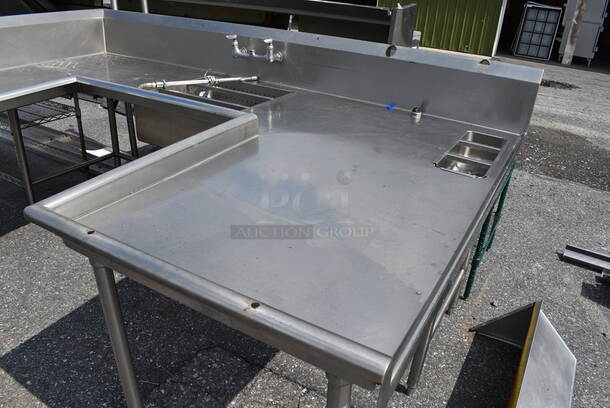 Stainless Steel Commercial U Shaped Dirty Side Dishwasher Table. 96x60x45 - Image 4 of 7