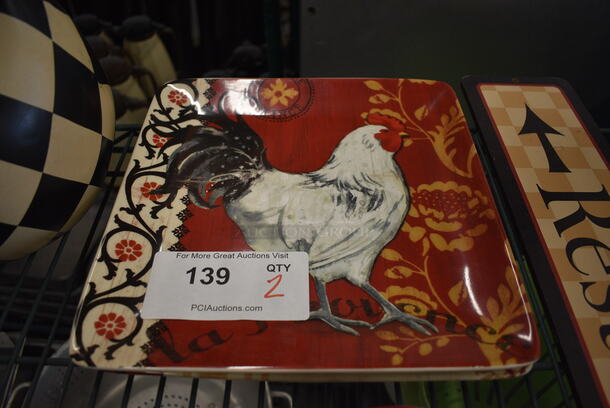 2 Ceramic Chicken Plates. 10.5x10.5x1. 2 Times Your Bid! - Image 1 of 4