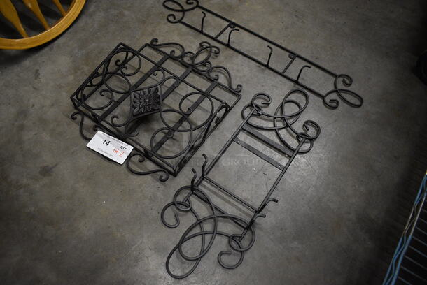 ALL ONE MONEY! Lot of 4 Various Black Metal Wall Mount Racks! Includes 13x3x18 - Image 3 of 3