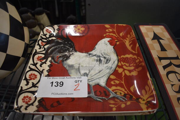 2 Ceramic Chicken Plates. 10.5x10.5x1. 2 Times Your Bid! - Image 2 of 4