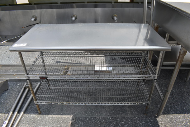 Metal Table w/ 2 Metro Style Undershelves. 48x24x33.5 - Image 1 of 3